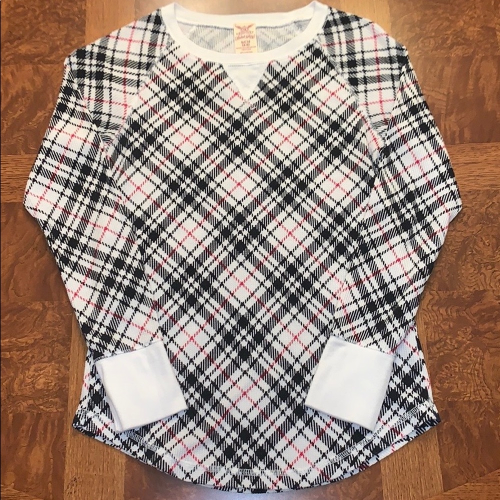 Faded Glory long sleeve plaid thermal tee size S